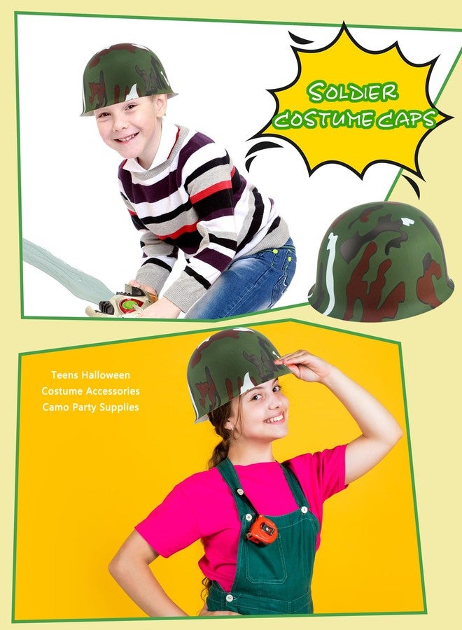Cotiny 24 Pcs Kids Army Helmet Plastic Camouflage Hats Soldier Cap for Teen Halloween Costume Accessories Camo Party Supplies (Color Set 2) - Image 5